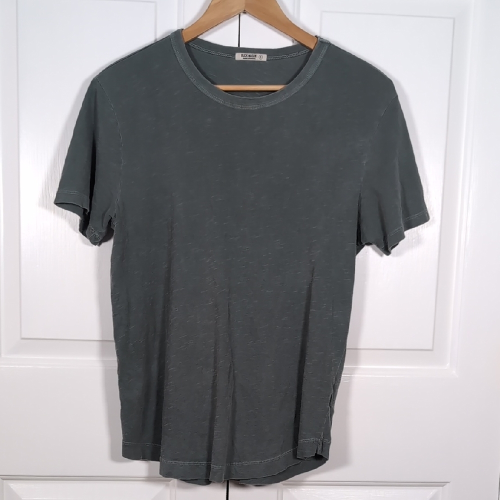 Buck Mason Men's Curved Hem Tee Grey Pima Cotton Short Sleeve Crewneck Shirt S